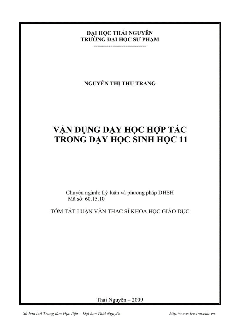 Vận dụng dạy học hợp tác trong dạy học sinh học 1