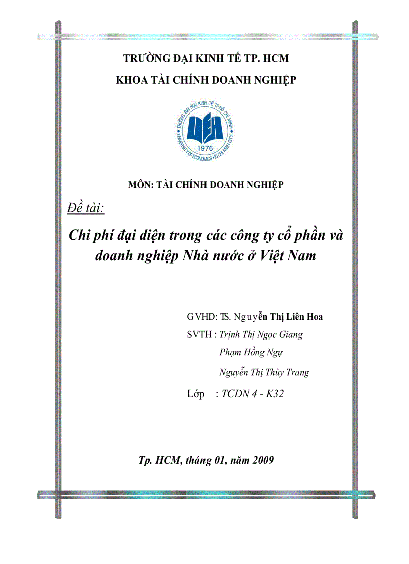 Chi phí đại diện trong các công ty cổ phần và doanh nghiệp nhà nước ở Việt Nam