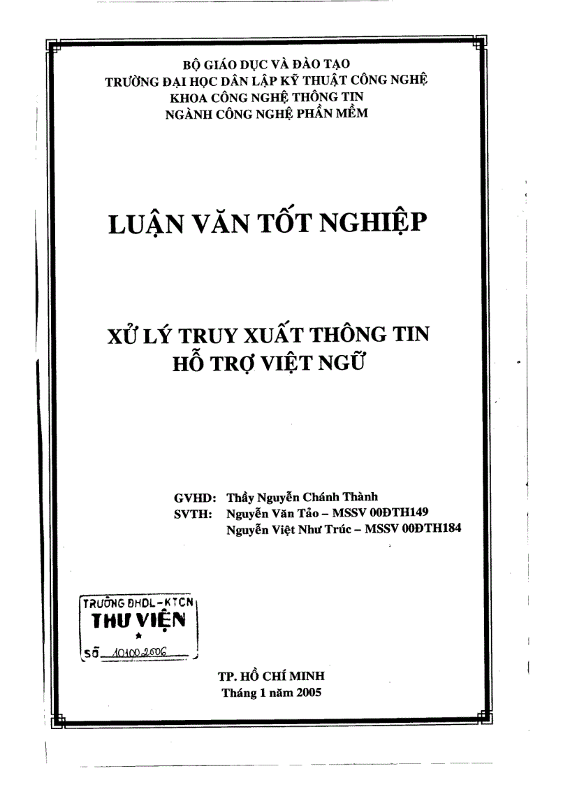 Xử lý truy xuất thông tin hỗ trợ việt ngữ