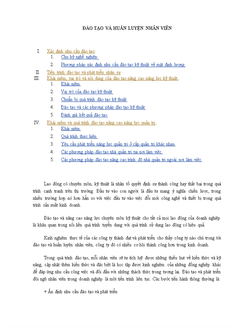 Đào tạo và huấn luyện nhân viên