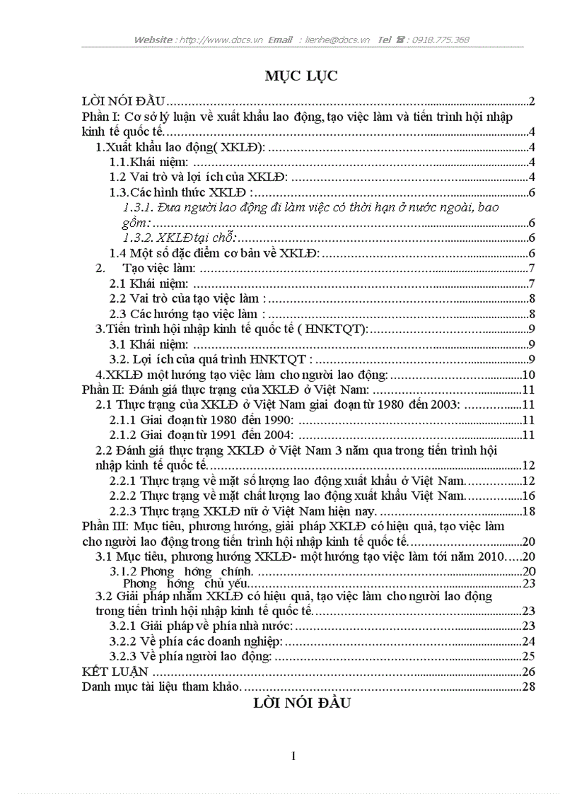 XK lao động VN Giải pháp tạo việc làm cho người lao động trong tiến trình hội nhập kinh tế quốc tế
