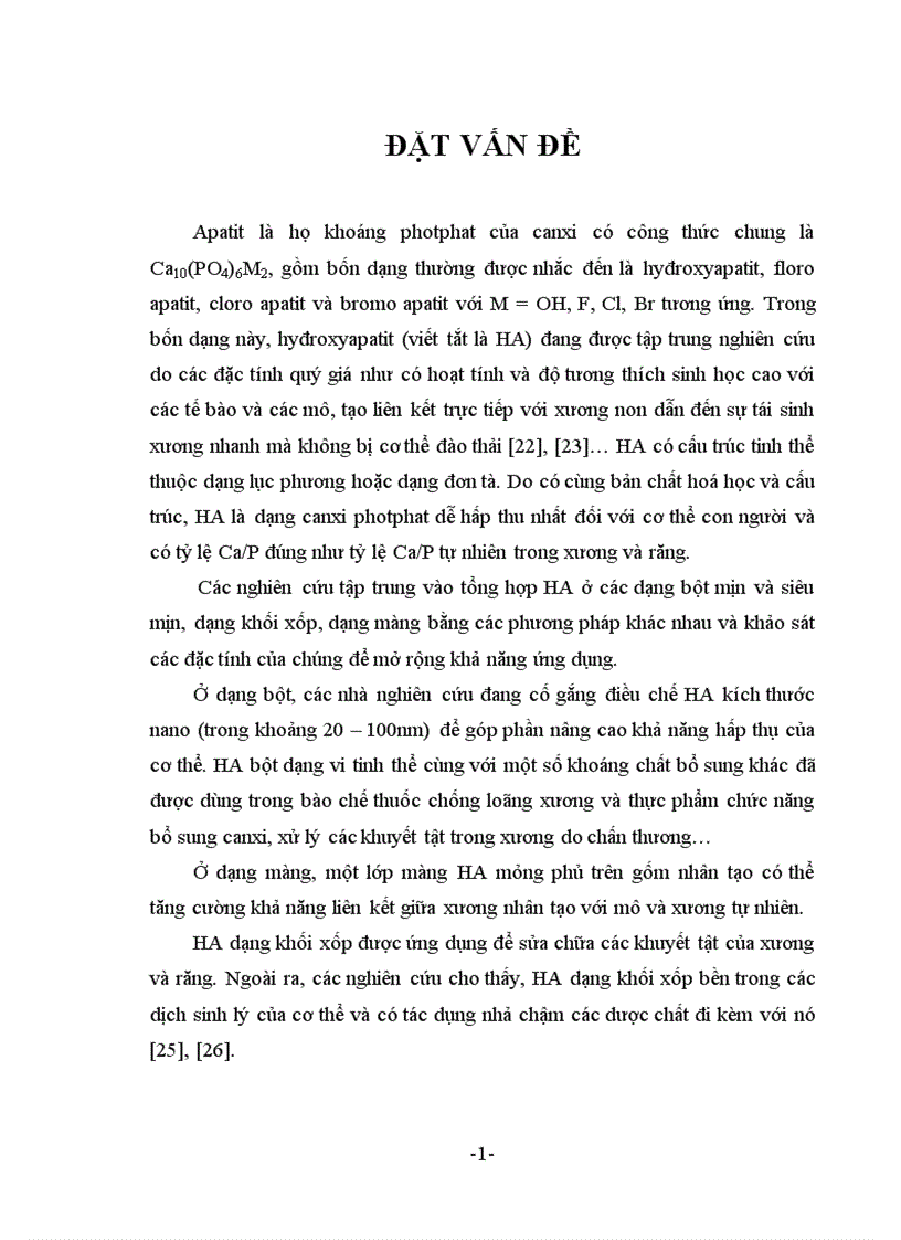 Nghiên cứu các yếu tố ảnh hưởng đến bột hyđroxyapatit Ca10 PO4 6 OH 2 kích thước nano điều chế từ canxi hyđroxit Ca OH 2