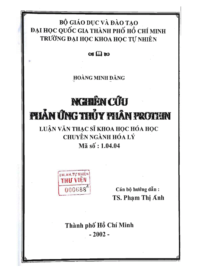 Nghiên cứu phản ứng thủy phân protein