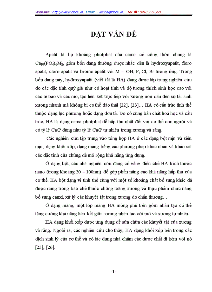 Nghiên cứu các yếu tố ảnh hưởng đến bột hyđroxyapatit Ca10 PO4 6 OH 2 kích thước nano điều chế từ canxi hyđroxit Ca OH 2