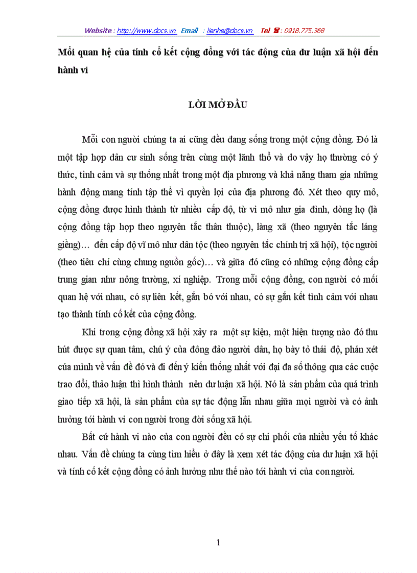 Mối quan hệ của tính cố kết cộng đồng với tác động của dư luận xã hội đến hành vi