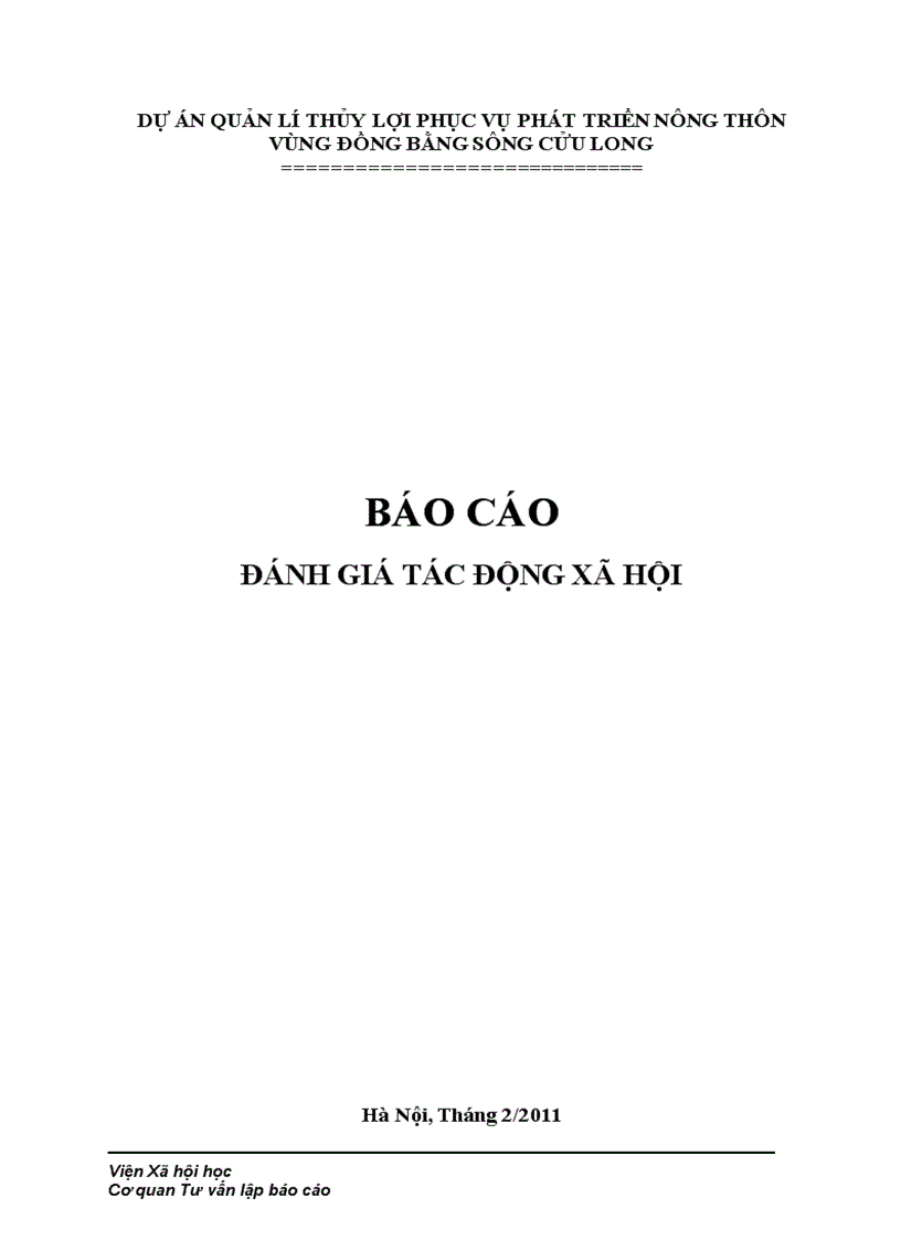 Báo cáo Đánh giá tác động xã hội 78 TRANG