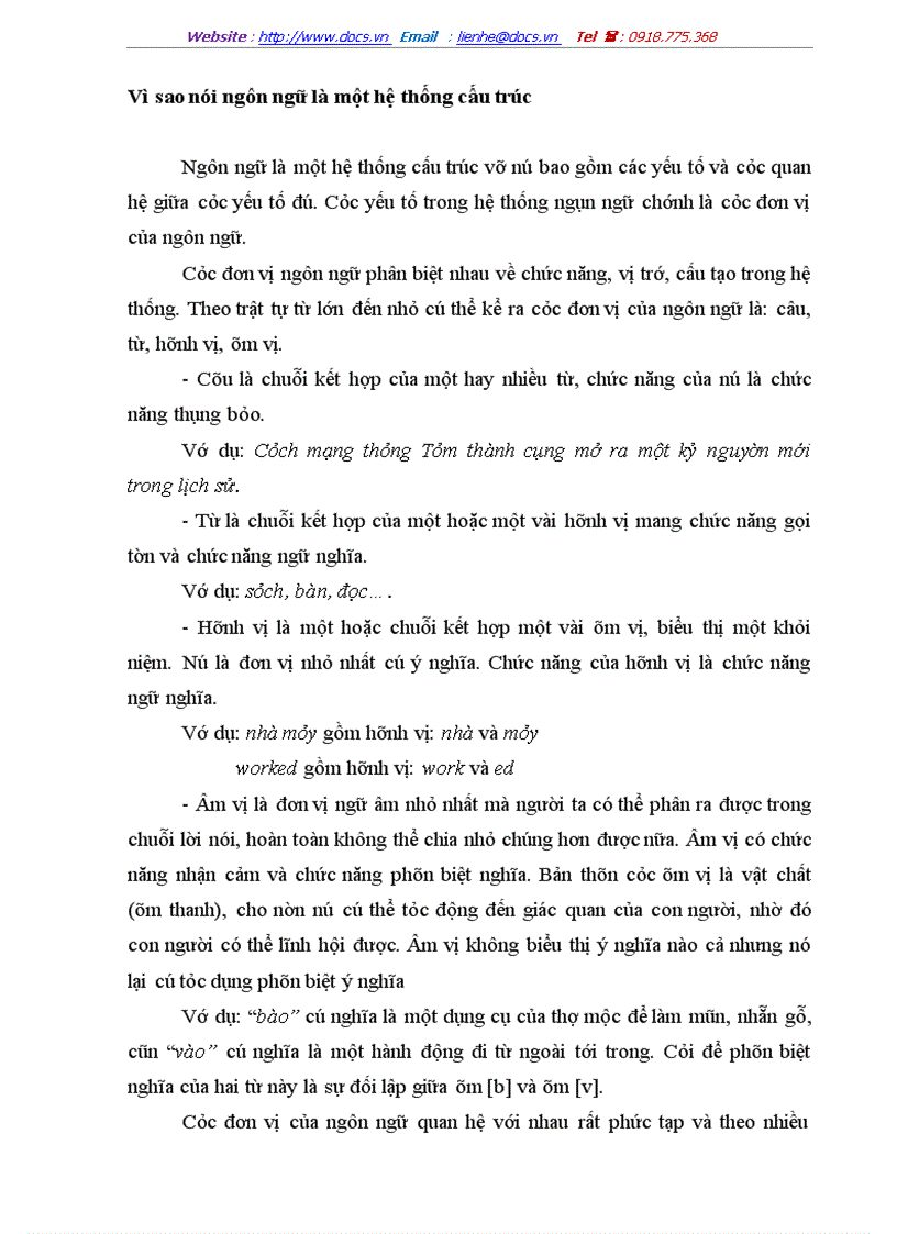 Vì sao nói ngôn ngữ là một hệ thống cấu trúc