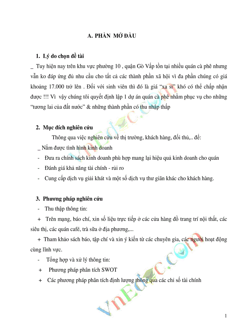 Lập dự án quán cà phê