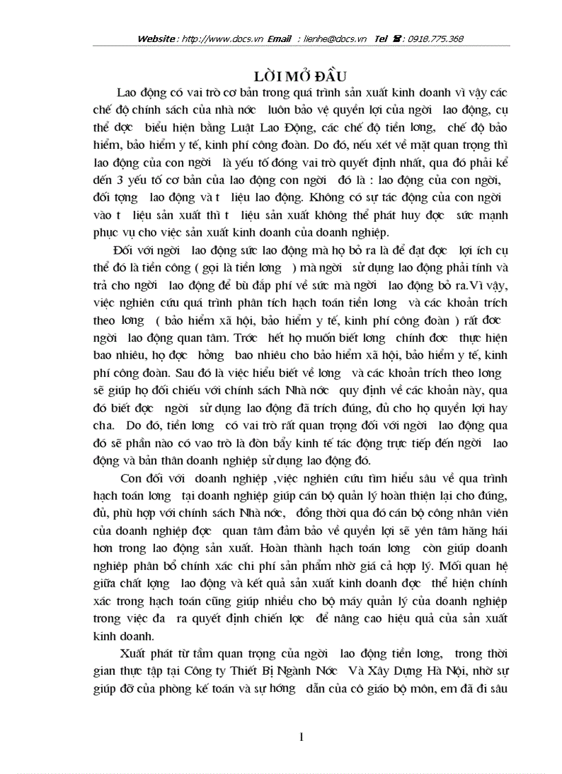 Kế toán tiền lương và các khoản trích theo lương tại Công Ty Thiết Bị Ngành Nước Và Xây Dựng Hà Nội