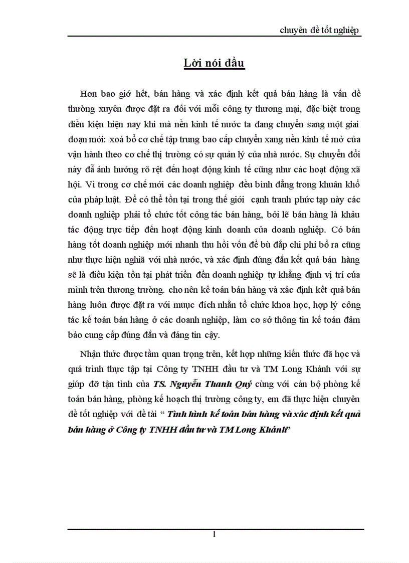 Tình hình kế toán bán hàng và xác định kết quả bán hàng ở Công ty TNHH đầu tư và TM Long Khánh