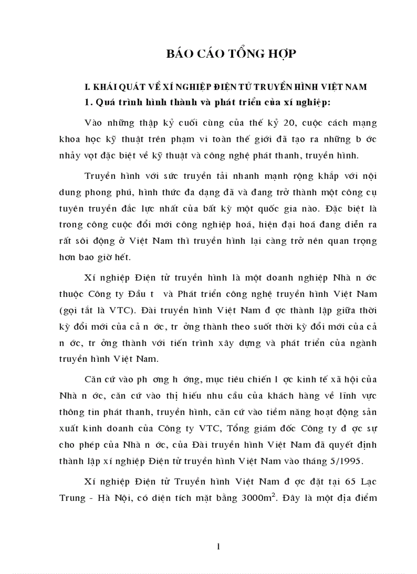 Báo cáo thực tập tại Xí nghiệp điện tử truyền hình việt nam