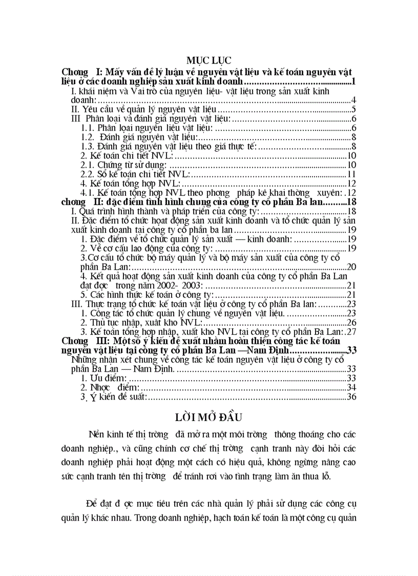 Một số ý kiến đề xuất nhằm hoàn thiện công tác kế toán nguyên vật liệu tại công ty cổ phần Ba Lan Nam Định