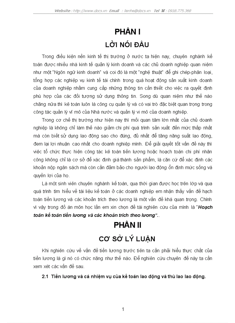 Hoạch tóan kế tóan tiền lương và các khoản trích theo lương