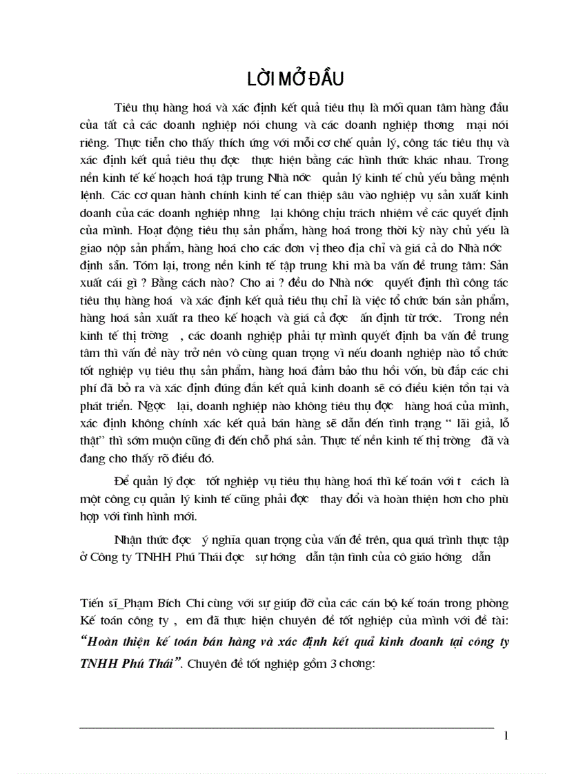 Hoàn thiện kế toán bán hàng và xác định kết quả kinh doanh tại công ty TNHH Phú Thá