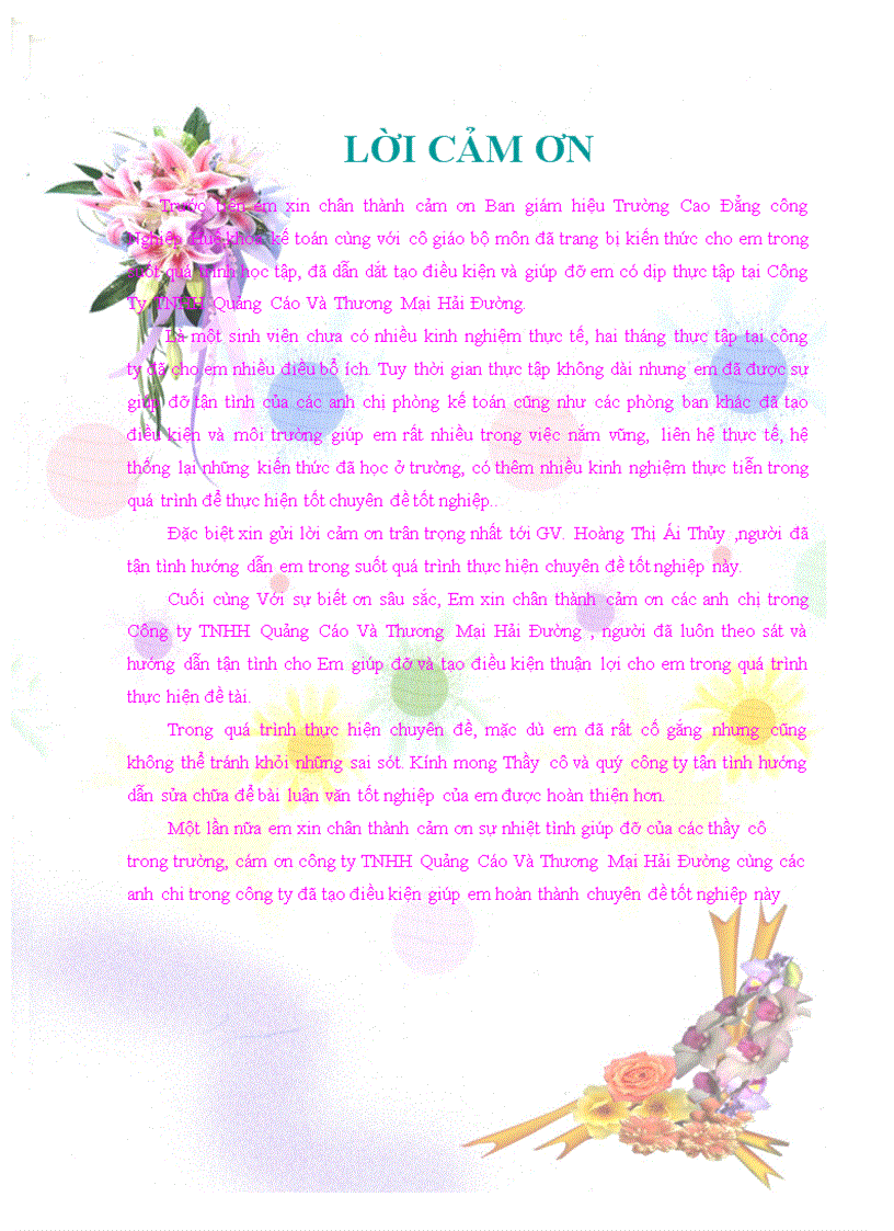 Kế toán chi phí sản xuất và giá thành sản phẩm tại công ty TNHH Quảng cáo và Thương Mại Hải Đường