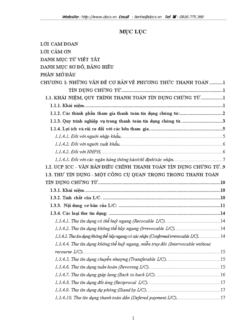 Giải pháp nhằm nâng cao chất lượng nghiệp vụ thanh toán tín dụng chứng từ L C tại SGD 1 ngânhàng NHCT VietinBank VN