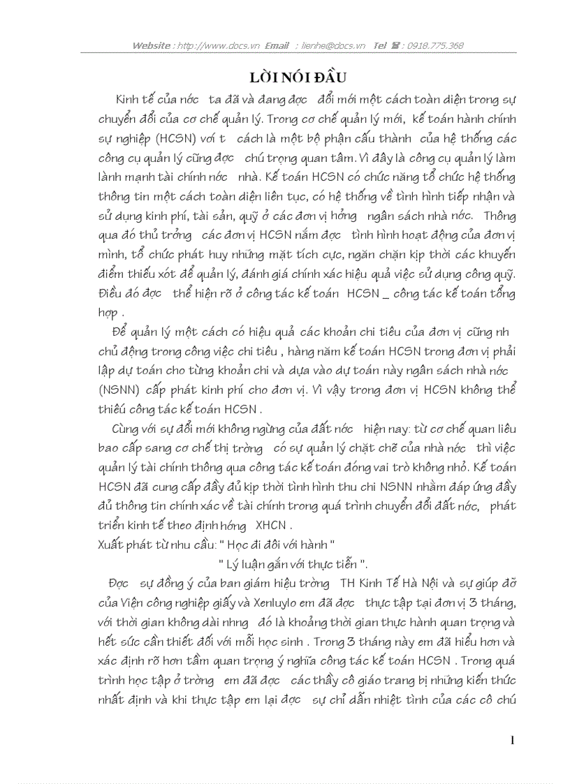 Thực tế kế toán HCSN ở Viện công nghiệp giấy XENLUYLO lt KTHCSN gt