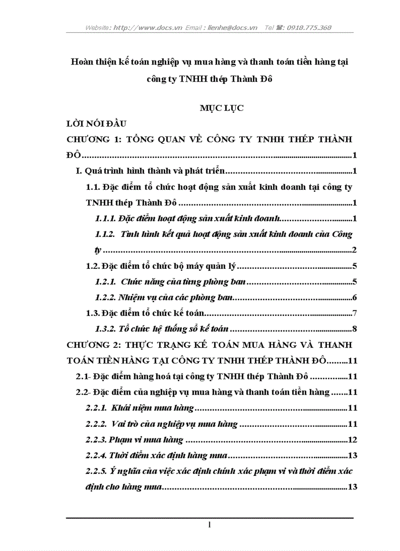 Hoàn thiện kế toán nghiệp vụ mua hàng và thanh toán tiền hàng tại công ty TNHH thép Thành Đô