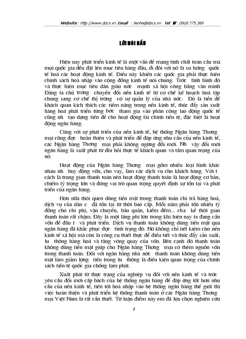 1số vấn đề về tổ chức thanh toán không dùng tiền mặt tại ngânhàng NHCT VietinBank Đống Đa