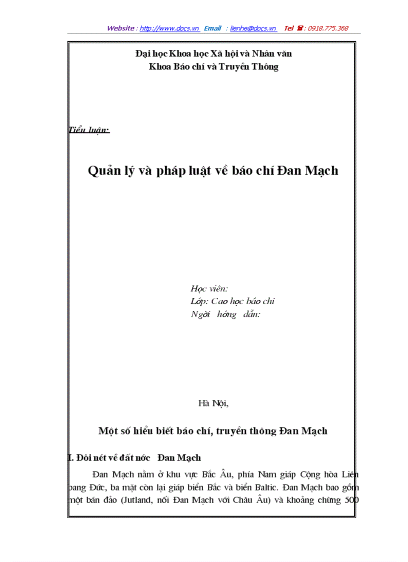 Quản lý và pháp luật về báo chí Đan Mạch