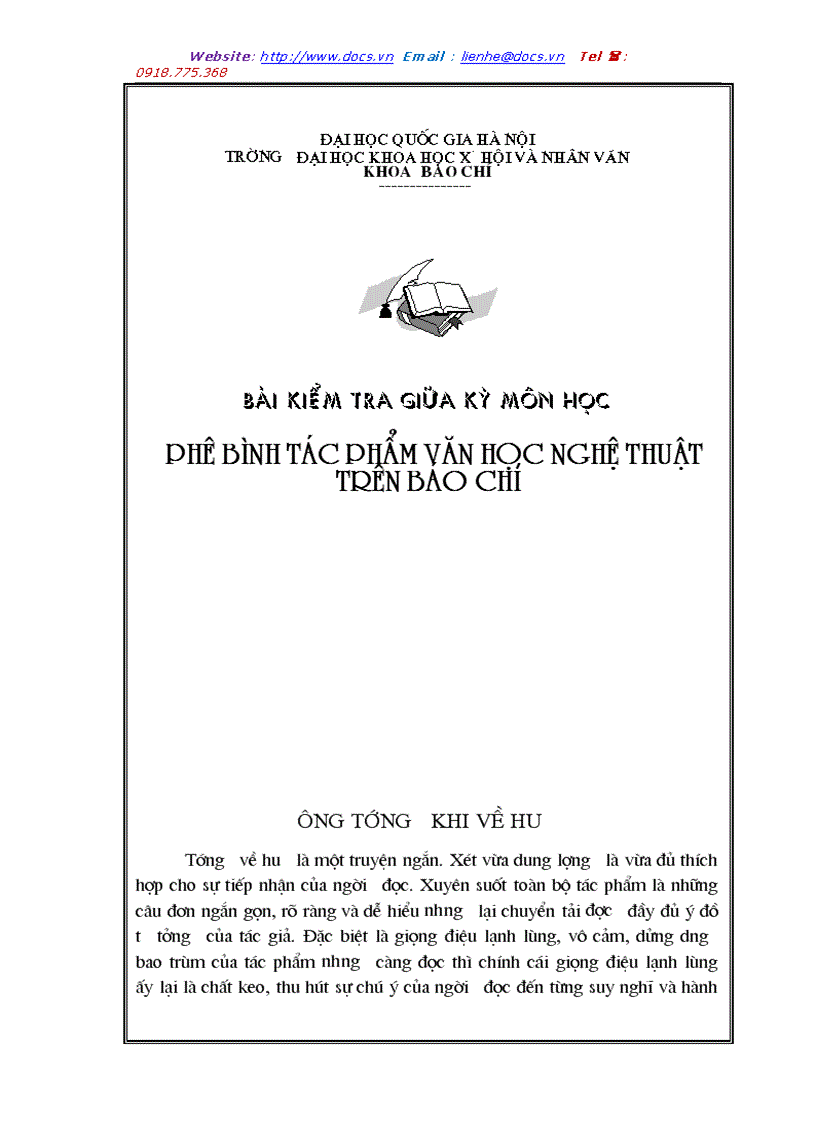 Phê bình tác phẩm văn học nghệ thuật trên báo chí