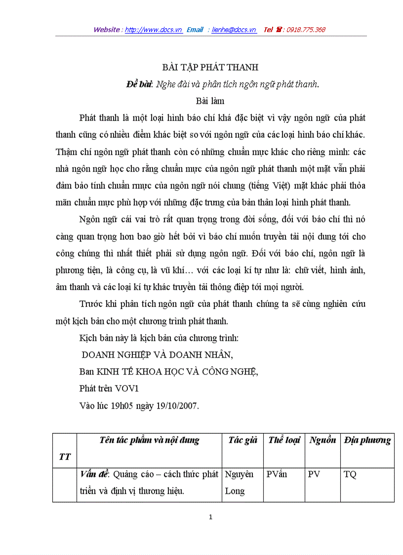 Nghe đài và phân tích ngôn ngữ phát thanh