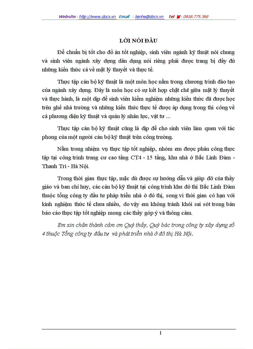Báo cáo thực tập tại công ty xây dựng số 4 thuộc Tổng công ty đầu tư và phát triển nhà ở đô thị Hà Nội