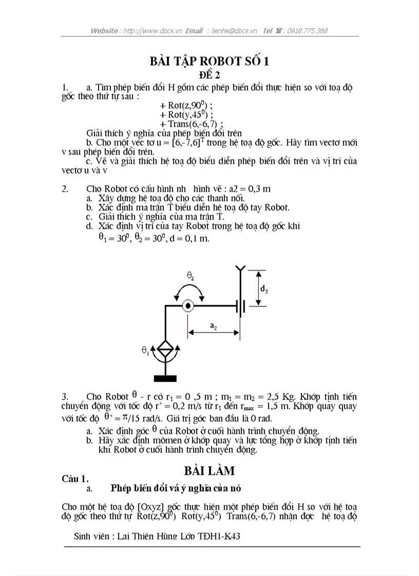 Bài tập RoBot số