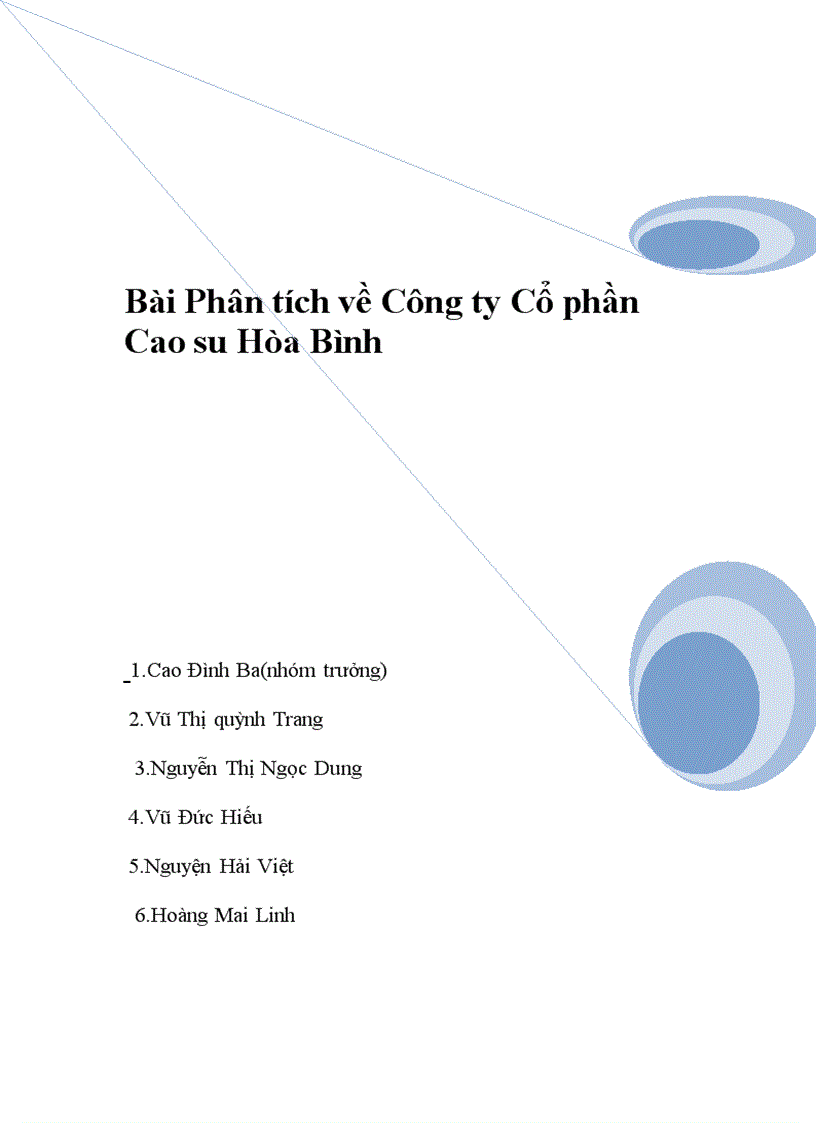 Bài Phân tích về Công ty Cổ phần Cao su Hòa Bình