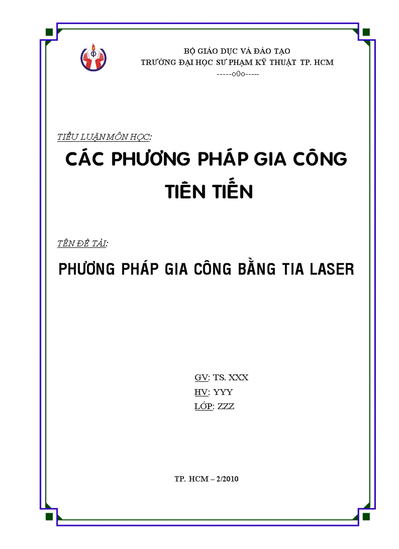 Phương Pháp Gia Công tiên tiến Bằng Tia Laser