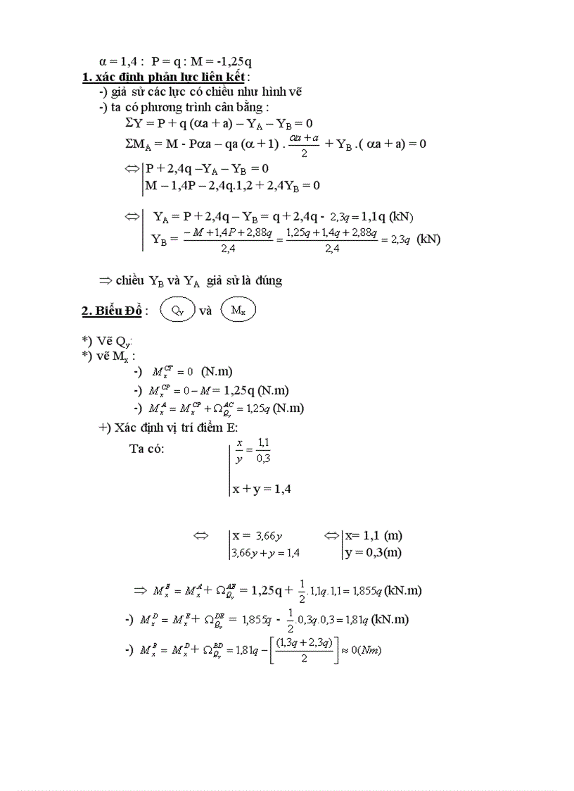 Bài tập sức bền vật liệu co biểu đồ mômen và nội lực