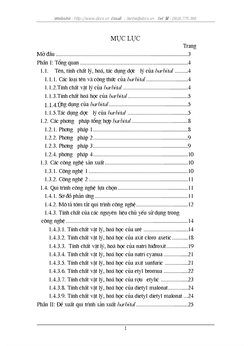 Xây dựng quy trình sản xuất barbital