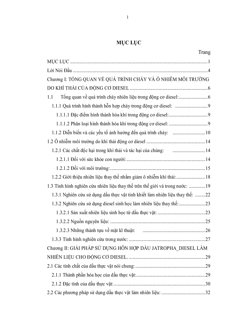 Nghiên cứu giải pháp sử dụng hỗn hợp dầu Jatropha và dầu diesel làm nhiên liệu cho động cơ diesel