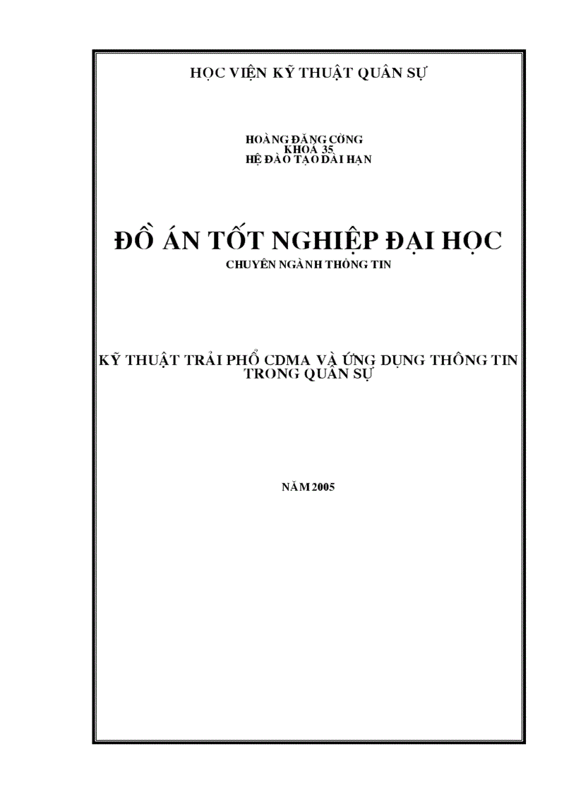 Tên đồ án Kỹ thuật trải phổ CDMA và ứng dụng trong thông tin