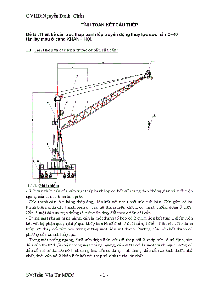 Tính toán kết cấu thép cần trục tháp bánh lốp Q 40T