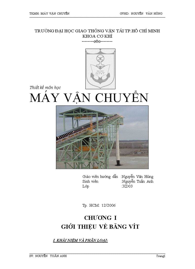 Thiết kế máy vận chuyển