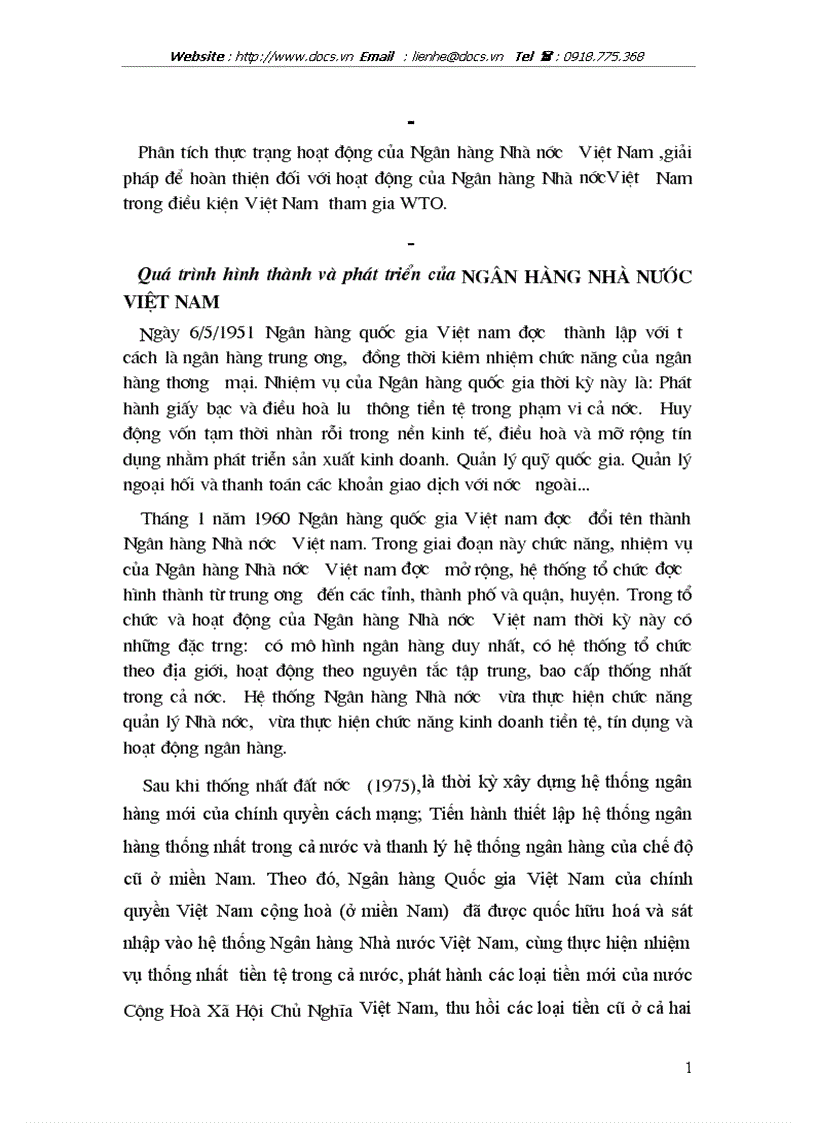 Hoạt động của NHNN VN giải pháp hoàn thiện đối với hoạt động của NHNN VN trong điều kiện VN tham gia WTO