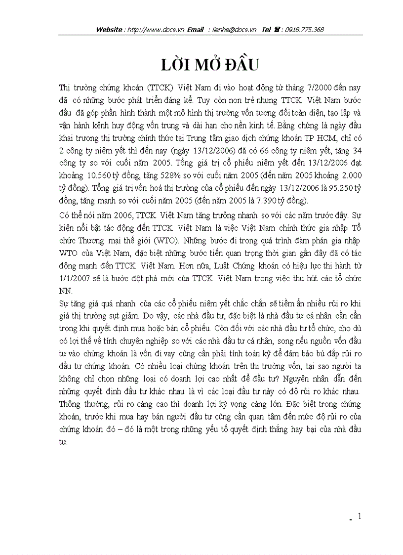 Rủi ro hạn chế rủi ro trên thị trường CHỨNG KHOÁN