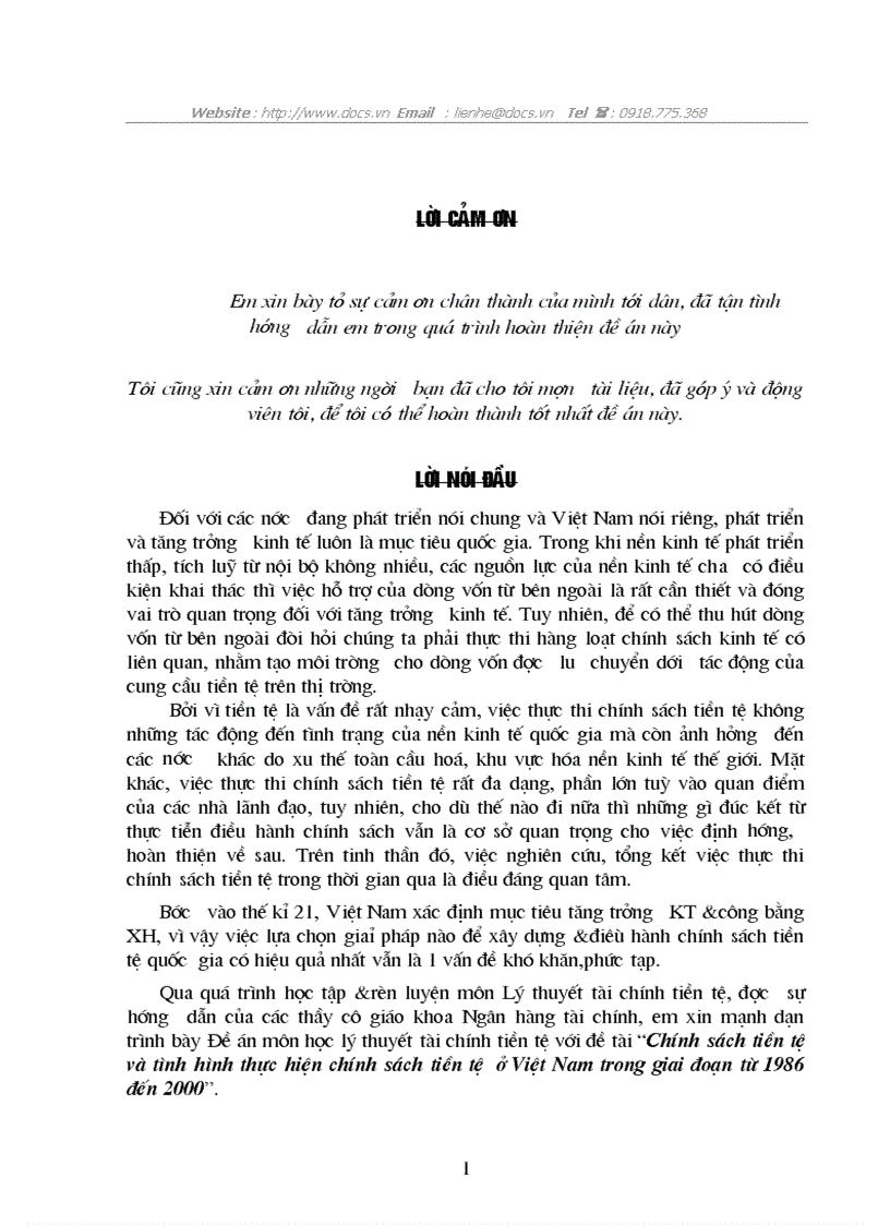 Chính sách tiền tệ tình hình thực hiện chính sách tiền tệ ở VN trong giai đoạn từ 1986 đến 2000