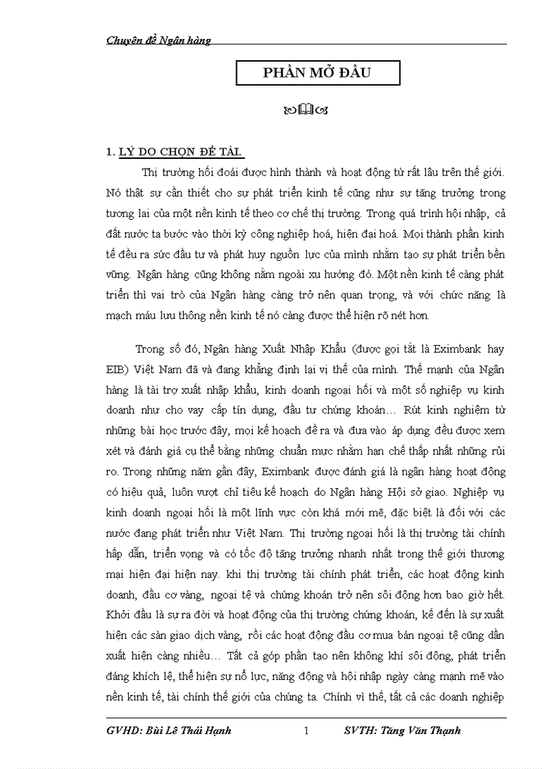 Phân tích thực trạng kinh doanh ngoại hối của NH Xuất nhập khẩu Việt Nam Eximbank