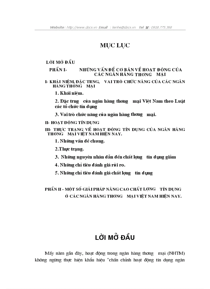 Hoạt động tín dụng của ngân hàng thực trạng cũng như đề ra 1 số biện pháp nhằm nâng cao chất lượng tín dụng