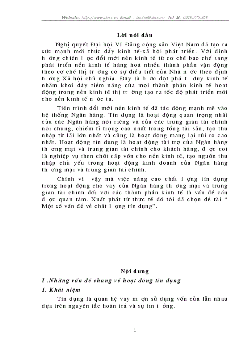 Hoạt động tín dụng