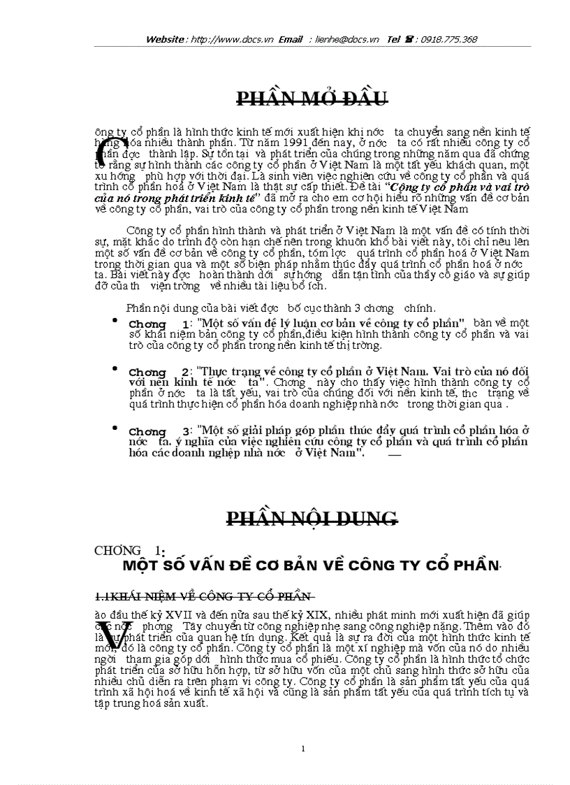 Công ty cổ phần và vai trò của nó trong phát triển kinh tế