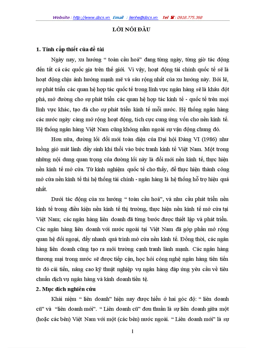 Khái quát về Ngân hàng và ngân hàng liên doanh