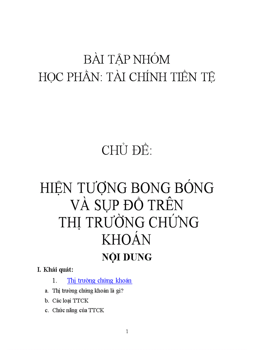 Hiện tượng bong bóng và sụp đổ trên thị trường chứng khoán