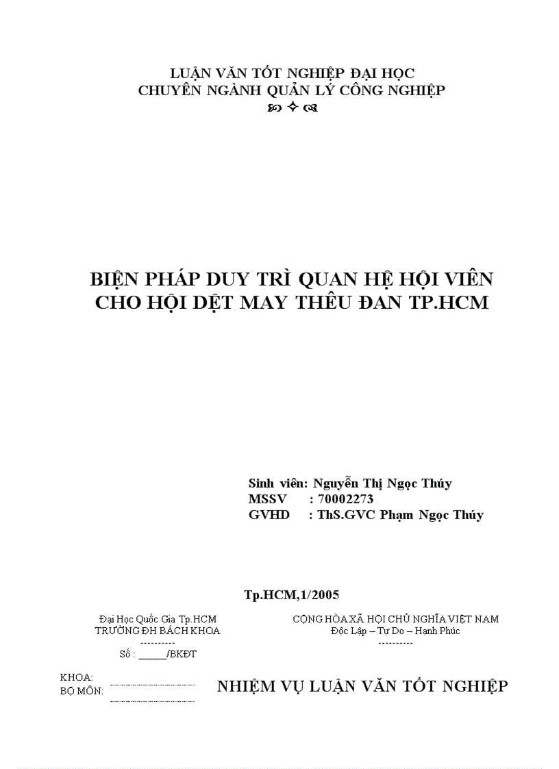 Biện pháp duy trì quan hệ hội viên cho hội dệt may thêu đan tp hcm