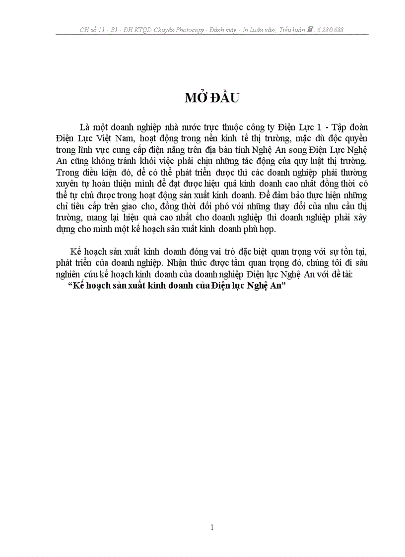 Kế hoạch SXKD của Điện lực Nghệ An