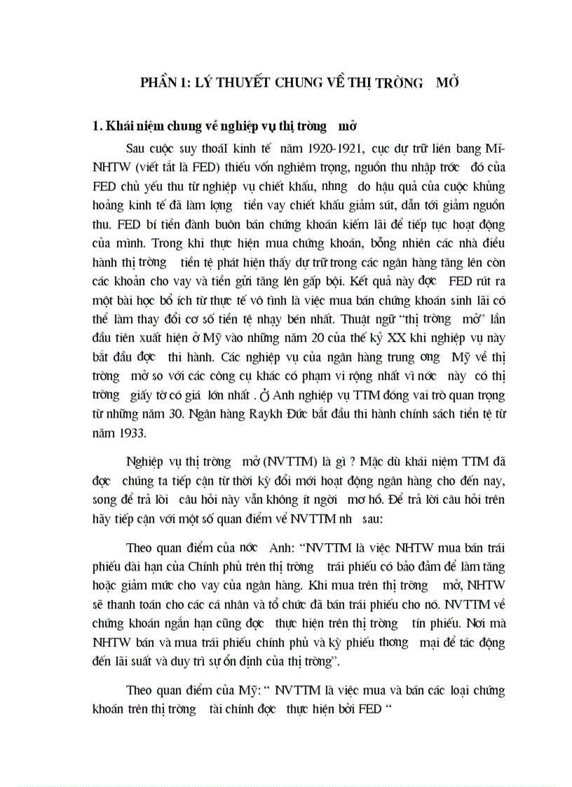 Lý thuyết chung về thị trường mở