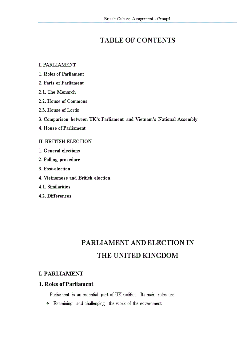 Parliament Election in UK