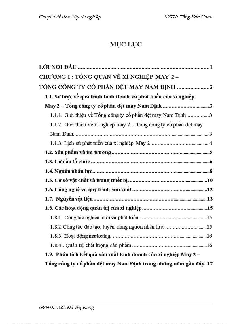 19 Phân tích kết quả sản xuất kinh doanh của xí nghiệp May 2 Tổng công ty cổ phần dệt may Nam Định trong những năm gần đây